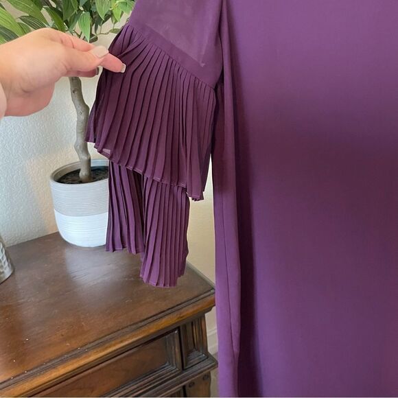 Lulus Move and Shake Shift Purple Plum Pleated Layered Sleeve Dress XS - Picture 3 of 5